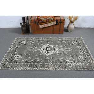 พรมตุรกีขนาด 3.7x6.5 ฟุต พรมวินเทจ พรมลายตะวันตกเฉียงใต้สีเทาขาว - Product Image 3