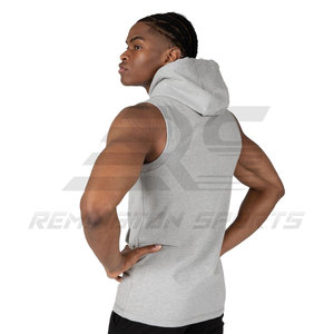 Sudaderas con capucha sin mangas para hombre de buena calidad a la venta sudaderas con capucha sin mangas para gimnasio lisas 2024 - Product Image 6