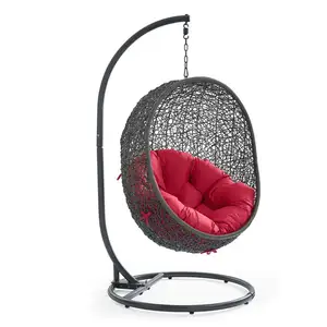 Top Quality Wholesale indoor outdoor patio rattan wicker hanging egg swing chair with metal stand garden furniture swing chair