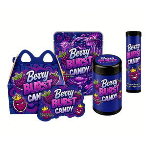 Custom Mylar Stand up Bag Packaging Set 3.5g 7g 14g with <b>Jar</b> Box Resealable Moisture & Smell Proof Holographic Die Cut Full Set - Product Image 3