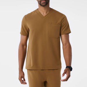 Nouveaux ensembles de blouses médicales personnalisées en coton éco-responsable et élasthanne/polyester, tricotés, avec logo personnalisé, col en V, pour hôpital - Product Image 4