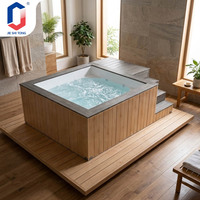 Piscine hors sol avec panneau latéral transparent, cascade et terrasse pour jardin extérieur, villa, piscine