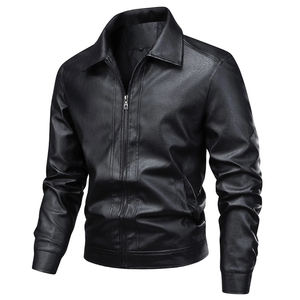 Veste en cuir pour homme, coupe moderne, haute qualité, vêtement d'extérieur tendance, adapté au streetwear, aux voyages et à la saison hivernale - Product Image 1