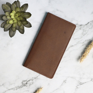 Chequera para hombres Bi Fold Long Wallet Cowhide Slim Genuine Leather Wallet - Product Image 3