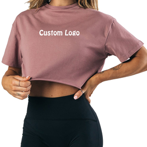 Venta al por mayor 180 GSM algodón blanco recortado camisetas para mujeres bebé ajustado Crop Top Tee para verano diseño de impresión de pantalla - Product Image 6