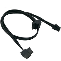 Cable adaptador de fuente de alimentación para disco duro SATA de 15 pines en ángulo recto, de 4 pines a 2 x SATA, para placa base ATX Mini