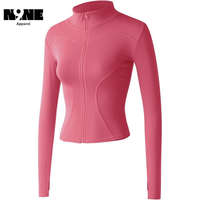 Chaqueta de Yoga Deportiva con Cierre, Corte Ajustado, Manga Larga, con Orificios para Pulgares, Transpirable, de Secado Rápido, 100% Poliéster