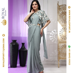 New Beautiful Design Embroidered <b>Belt</b> Saree Collection in Wholesale Rate by Royal Export Surat - Product Image 6