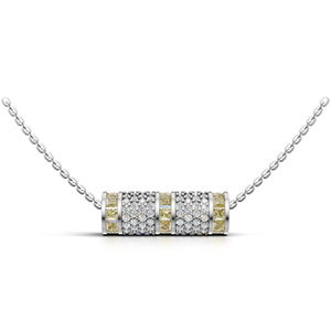 จี้เพชรทรงเจ้าหญิงสีเหลืองทองคำแท้ 18K แบบคลาสสิก ประดับเพชรแบบพาเว่ - Product Image 1