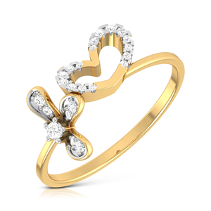 Elegante Anillo de Oro Amarillo de 18K con Diamantes en Forma de Corazón y Diseño Floral para Mujer, Regalo de Compromiso, Boda o Aniversario - Product Image 1