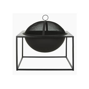 Grand foyer en métal foyer moderne en métal pour barbecue foyer de jardin avec finition enduite de poudre noire - Product Image 1