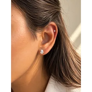 Boucles d'oreilles solitaires en forme de poire en alliage - Product Image 4