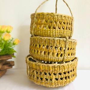 Cestas colgantes de jacinto de agua, cesta tejida para almacenamiento de verduras, contenedor de frutas para cocina - Product Image 5