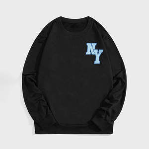 เสื้อสเวตเตอร์ผ้าฝ้ายขนแกะสำหรับฤดูหนาวเสื้อสเวตเตอร์ผ้าฝ้ายโอเวอร์ไซส์แขนยาวปักโลโก้ผ้าปะติดกราฟิกตามสั่งสำหรับ100% - Product Image 1