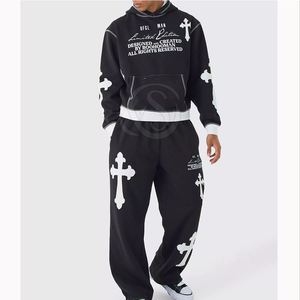 Conjunto de Sudadera con Capucha y Pantalones Deportivos de Felpa Francesa, Holgados, Personalizados, de Lujo, de Marca Privada, Extra Grandes, Casuales, Sólidos, Transpirables y de Secado Rápido para Invierno - Product Image 1