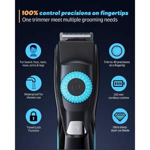 Tondeuse à barbe électrique étanche USB pour hommes, lame en céramique multi-séries, tondeuse pour la barbe, le visage, les oreilles, les poils du corps - Product Image 4