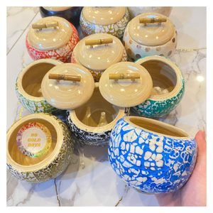 Décorations du Ramadan : Élégant pot en bambou fait main avec détails en nacre et coquille d'œuf, durable, portable, multi-tailles - Caryln - Product Image 1