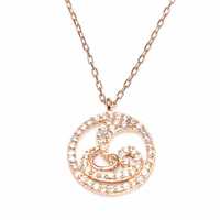 Collier pour femme en argent sterling 925 avec pierre en cristal blanc, motif lune Vav, finition or rose, 1,4 cm, pour usage quotidien, serti en cercle