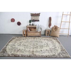 Alfombra Turca Vintage de 5.3x8.1 pies, Alfombra Grande de Lana con Diseño Floral Gris - Product Image 3