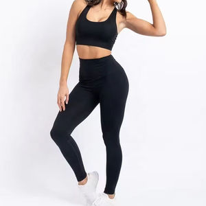 Ensemble de yoga respirant pour femmes, deux pièces, leggings, vêtements de fitness, couleur personnalisée, logo avant, haute qualité, service OEM en gros - Product Image 6