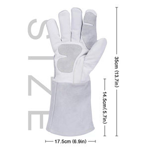 Guante de soldadura de piel de cabra de construcción industrial personalizado, guantes de cuero de vaca de trabajo de seguridad divididos, guantes de cuero de Pakistán - Product Image 2