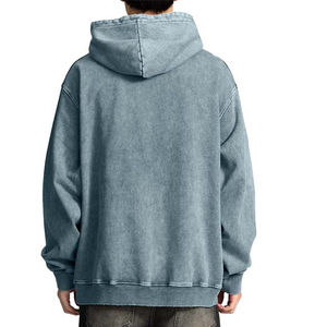 Sweat-shirts à capuche pour hommes, personnalisés, en coton épais mélangé de haute qualité, effet délavé, avec poches, tissu 300g - Product Image 4