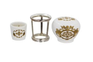 Petit brûleur d'encens décoratif en porcelaine Montgolfière Fabergé, design zen asiatique, marque Royal Family, fait main, parfumé - Product Image 4