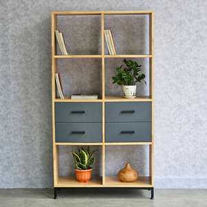 Librero de Madera de Caucho de 80x30x150cm con Cajones, Diseño Minimalista, Plegable, para Hogar, Oficina, Taller, Sala de Estar, Hotel - KS68160 - Product Image 5