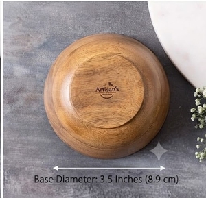 Bol en bois avec motif floral rouge, diamètre 6 pouces, lavage à la main uniquement, ustensiles - Product Image 4