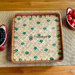 Bandeja de Ratán Tejida Moderna de Primera Calidad, Elegante, Multiusos, Decorativa, Móvil, para el Hogar, Comedor, Tradebyd - Product Image 1