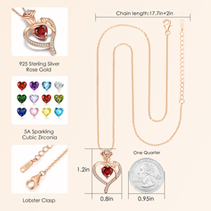 CDE YN1168 Fine 925 Sterling Silver Jewelry <span class=keywords><strong>Necklace</strong></span> Venta al por mayor <span class=keywords><strong>Heart</strong></span> Zircon colgante <span class=keywords><strong>Rose</strong></span> <span class=keywords><strong>Gold</strong></span> Plated Birthstone Colgante Collar - Product Image 4