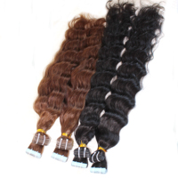 Extensions de cheveux humains vierges en gros, style Yaki russe, double trame, double tirage européen, à bandes adhésives