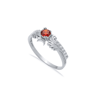 <b>Garnet</b> Round Shape CZ Stones Cluster <b>Ring</b> Turkish Handmade Wholesale 925 Sterling Silver Jewelry - Product Image 5