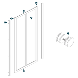 Porta della cabina doccia a 3 lati in cristallo trasparente temprato 75x75x75 cm - Product Image 3