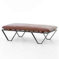 Tabourets de maquillage rembourrés en cuir véritable de luxe, modernes, avec base métallique, petite taille, cadre en bois, ottoman pour extérieur et salon - Vente en gros