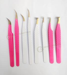 Pinzas para Pestañas Personalizadas en Oferta, Pinzas con Punta de Fibra, Color Rosa y Blanco, Pinzas para Pestañas de Acero Inoxidable - Product Image 1