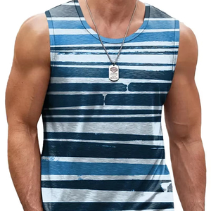Funny 3D Color <b>Stripe</b> Printed Men's <b>Tank</b> <b>Top</b> Fashion Breathable Gym T-shirt Outdoor Run Fitness Sports Sleeveless Shirt Man Vest - Product Image 2