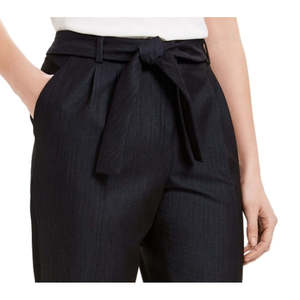 Pantaloni a sigaretta Calvin Klein da donna, a vita alta, antipiega, con laccetti frontali, taglio slim, blu navy, taglia 12 - Product Image 2