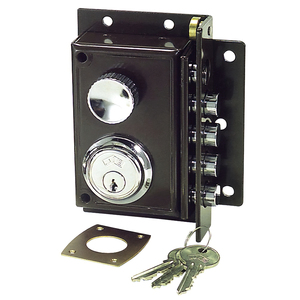 Serrure Jis 240, peinte en brun, 11x7/ Gauche - Product Image 1