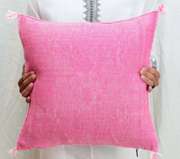 Housses de coussin en soie de Cactus marocain rose vif oreiller pur Sabra abstrait décoratif fait à la main pour la maison ou l'hôtel