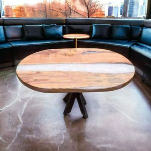 TABLE EN RÉSINE EPOXY RONDE EN BOIS POUR SALLE À MANGER Meubles Table de rivière en bois et résine pour bureau à domicile - Product Image 6