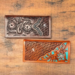 Cartera larga de cuero tallado a mano con patrón occidental para hombre, gran oferta, soporte para efectivo con estilo a la moda, regalo para él - Product Image 1