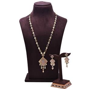 Vente en gros de colliers longs formés d'or à 3 tons, bijoux de mode, bijoux longs de Turquie à trois couleurs, colliers en laiton rempli d'or à 3 tons - Product Image 2