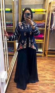 Conjunto de Palazzo y Shrug de Seda para Mujer, Listo para Fiestas, para Eventos de Bollywood, Bodas Indias y Pakistaníes, Salwar Kameez para Adultos, Envío Rápido - Product Image 2