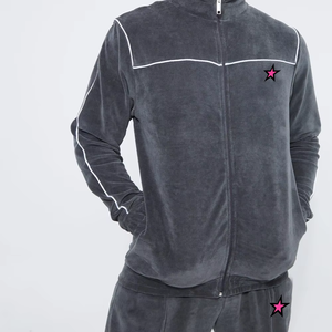 ชุดวอร์มผ้ากำมะหยี่2ชิ้นสำหรับเด็กผู้ชายชุดวอร์มผ้ากำมะหยี่สำหรับวิ่งของผู้ชายดีไซน์หรูหราระบายอากาศได้ - Product Image 3