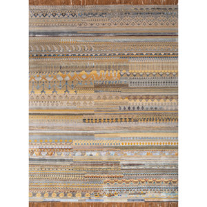 Tapis Manchaha en laine et soie de bambou noués à la main, grand format, géométrique abstrait, rectangulaire, pour la maison, la voiture, le couloir - Modèle Les-1731 - Product Image 1
