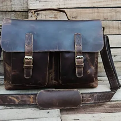Men's leather messenger bag office bag satchel new design Briefcase Satchel By LEATHER & STITCHES