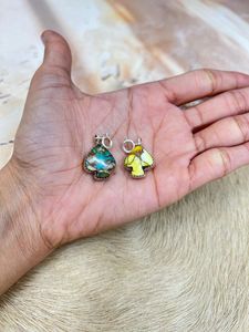 Breloques en argent sterling en forme de pelle Artisan avec détails de pierres précieuses Royston Turquoise et Honey Dahlia - Product Image 2