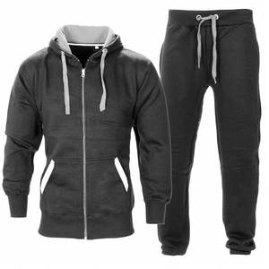 Ensemble de survêtement en coton pour homme avec impression bouffante en relief, sweat à capuche en molleton à motif solide, bas de gymnastique pour la saison d'hiver - Product Image 4
