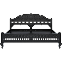 Lit mural King Size en bois sculpté indien fait main, finition noire, mobilier de maison haut de gamme, gonflable et pliable, modèle 2024, le plus tendance